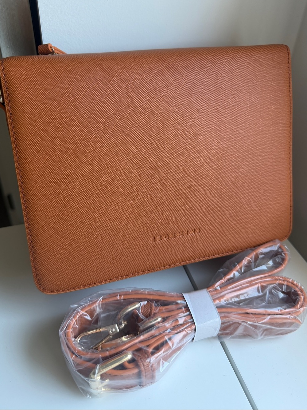 Tan Cognac Crossbody Bag Purse – Adjustable Strap